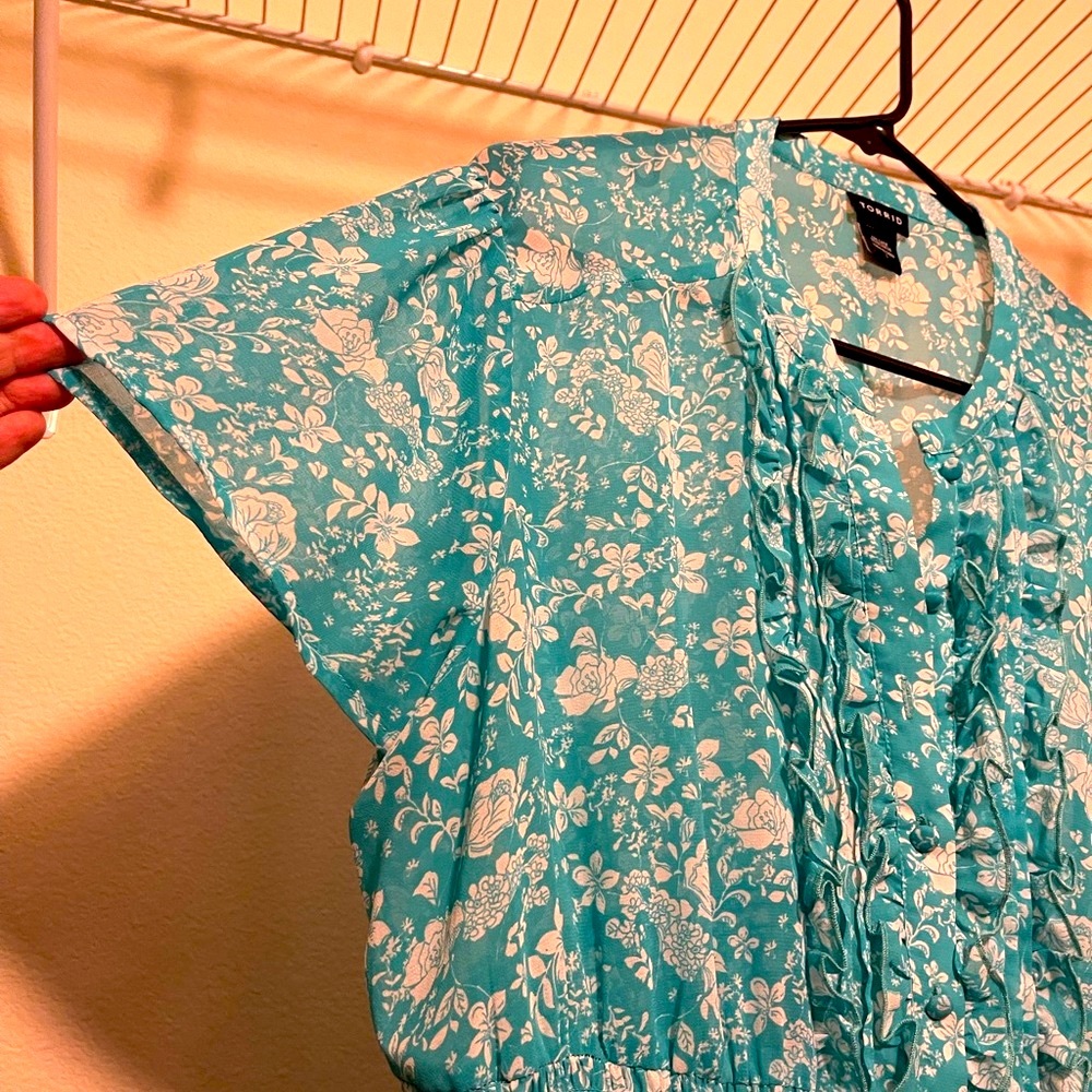 Delicate Teal Floral Blouse